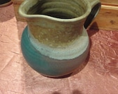 Pottery Pitcher in Turquoise and Eggshell Blue