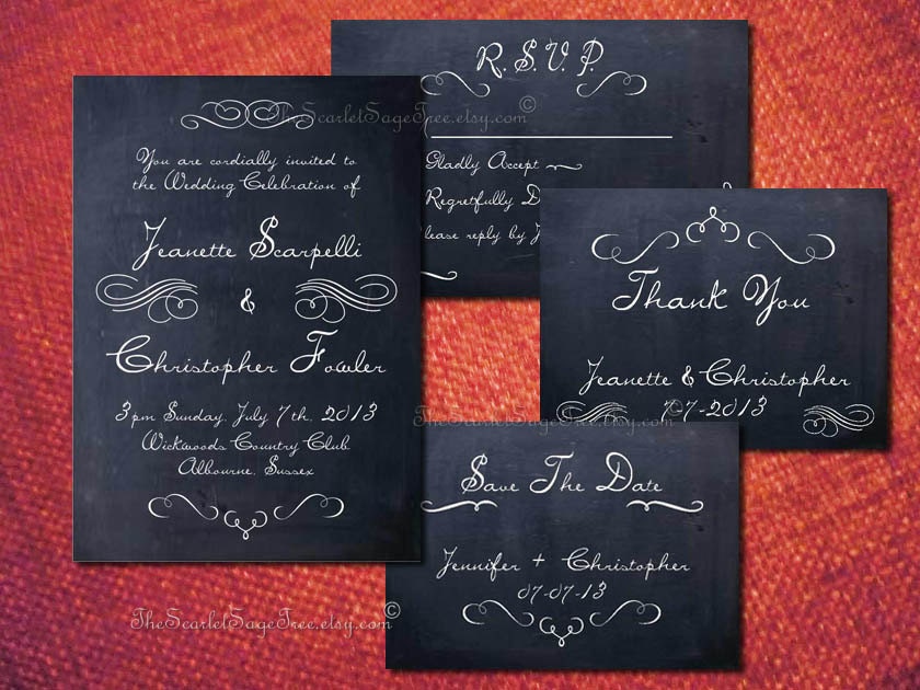PRINTABLE CHALKBOARD CHIC Save The Date - Customize Text & Colors, Diy Wedding Invitation Suite Table Seating Decor Rustic Country