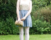 Sky blue handmade lace babydoll dress