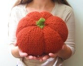 Knitted Pumpkin - Thanksgiving - Cozy Fall Centerpiece - Autumn Wedding Decor - Large - Wool Blend - Paprika