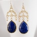 Lapis Lazuli Earrings - Chandelier Earrings - Statement Jewelry - Bridal Earrings - Mother's Day Gift