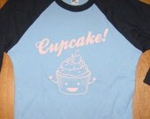 Cupcake Shirt - Kids Shirt - Cupcake Kids T Shirt - Raglan Tee Shirt - Sizes 2T, 4T, 6,  - Gift Friendly