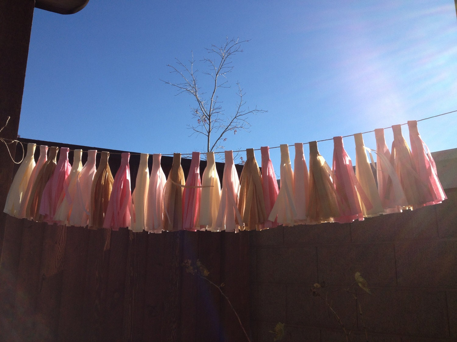 Garland- Tissue Paper Garland decoration - Wedding Party Shower Decoration - Shabby Chic Colors  - Tissue Paper Decoration