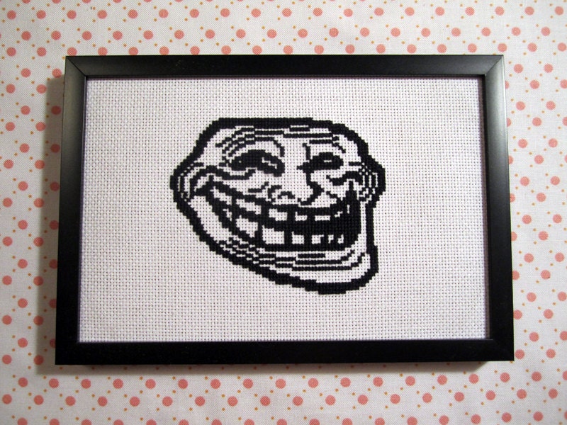 Troll Face Framed Cross Stitch