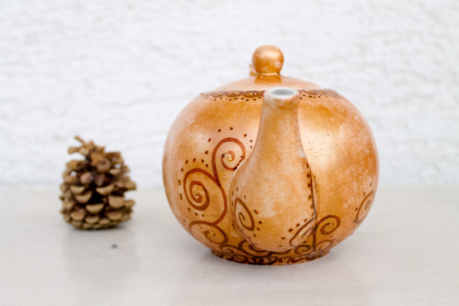 Teapot Fall garden Tea Party - painted ceramics