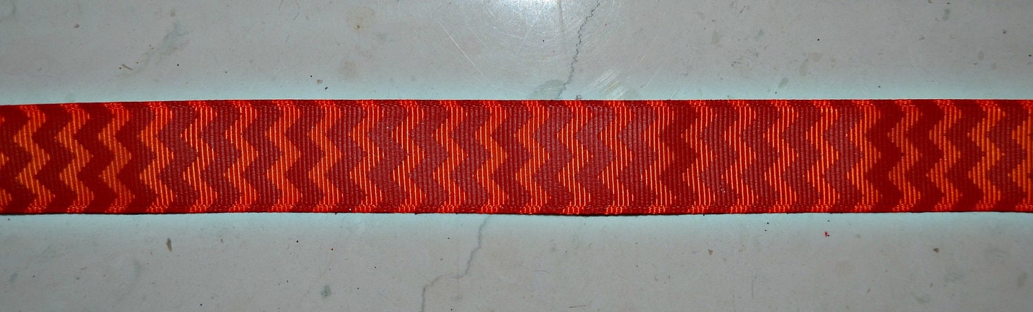 OrAnGe & ReD chevron striped 7/8" grosgrain ribbon Il_170x135