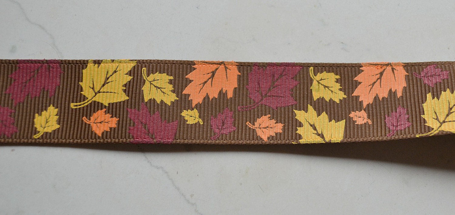 Autumn Fall Leaves on 7/8" grosgrain ribbon Il_570xn
