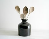 Vintage Brown Stoneware Jar - Rustic Farm Kitchen - GoldenDaysAntiques