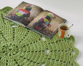 Pistachio green doily rug round area rug crochet 95cm / 37''