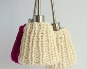 Cream white knitted lampshade for pendant light or floor lamp
