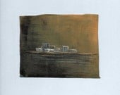 Ochre, Black and Grey Landscape Original Abstract Painting OOAK