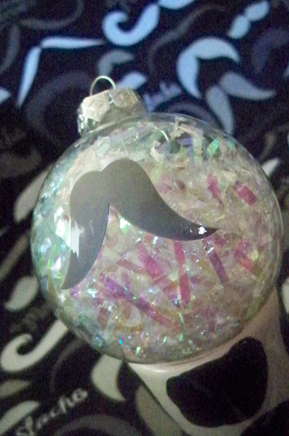 Handmade Glass Cowboy Mustache Holiday Ornament