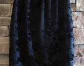 ON SALE - Repurposed Beaded Black Burn-out Velvet Skirt - Pull-on Style Size 5 to 7