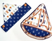 Sailboat Pillow & Sailor's Cap Navy Orange White