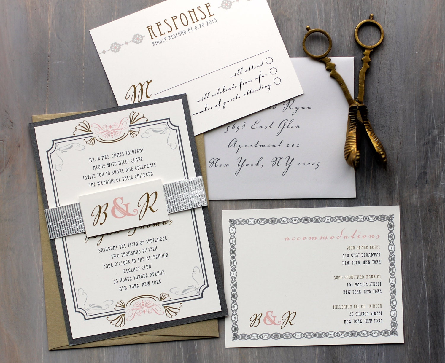 Art Deco Love - Wedding Invitation, Gray, Pink, Gold, Old Hollywood Glam - Purchase to Start the Ordering Process