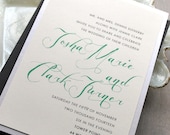 Mint Script - Modern & Elegant Wedding Invitations, Green Mint, Metallic, Ivory, Gray, Classic - Sample