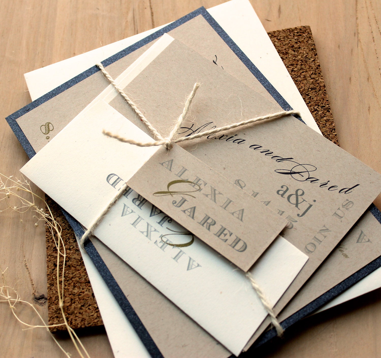 Rustic Black & White - Eco-Friendly Rustic Wedding Invitations, Kraft, Natural Twine - Purchase for a Sample