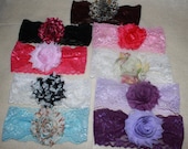 SALE Lot of 18PCs Frayed Chiffon Flower Rosettes Hair Clips Wide Lace Headbands Photo Prop