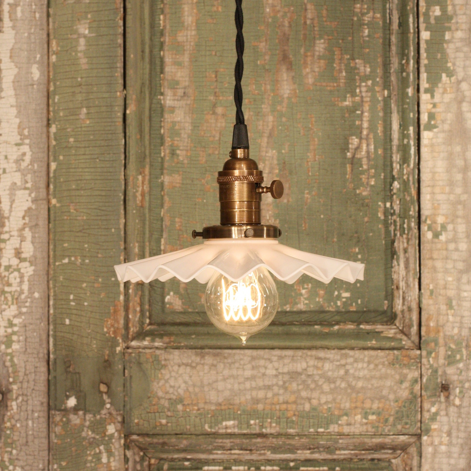 Lighting with Vintage Petticoat Style Shade and Reproduction Twisted Wire