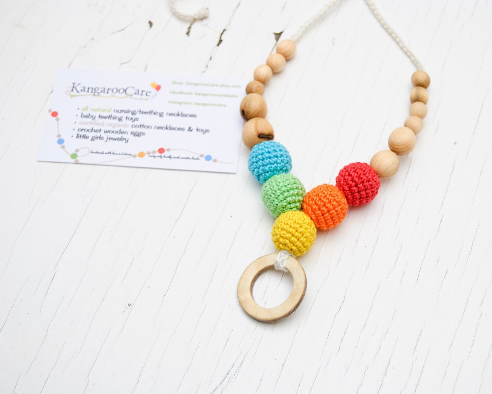 Coconut Rainbow Nursing Necklace / Teething Necklace / Teething Toy