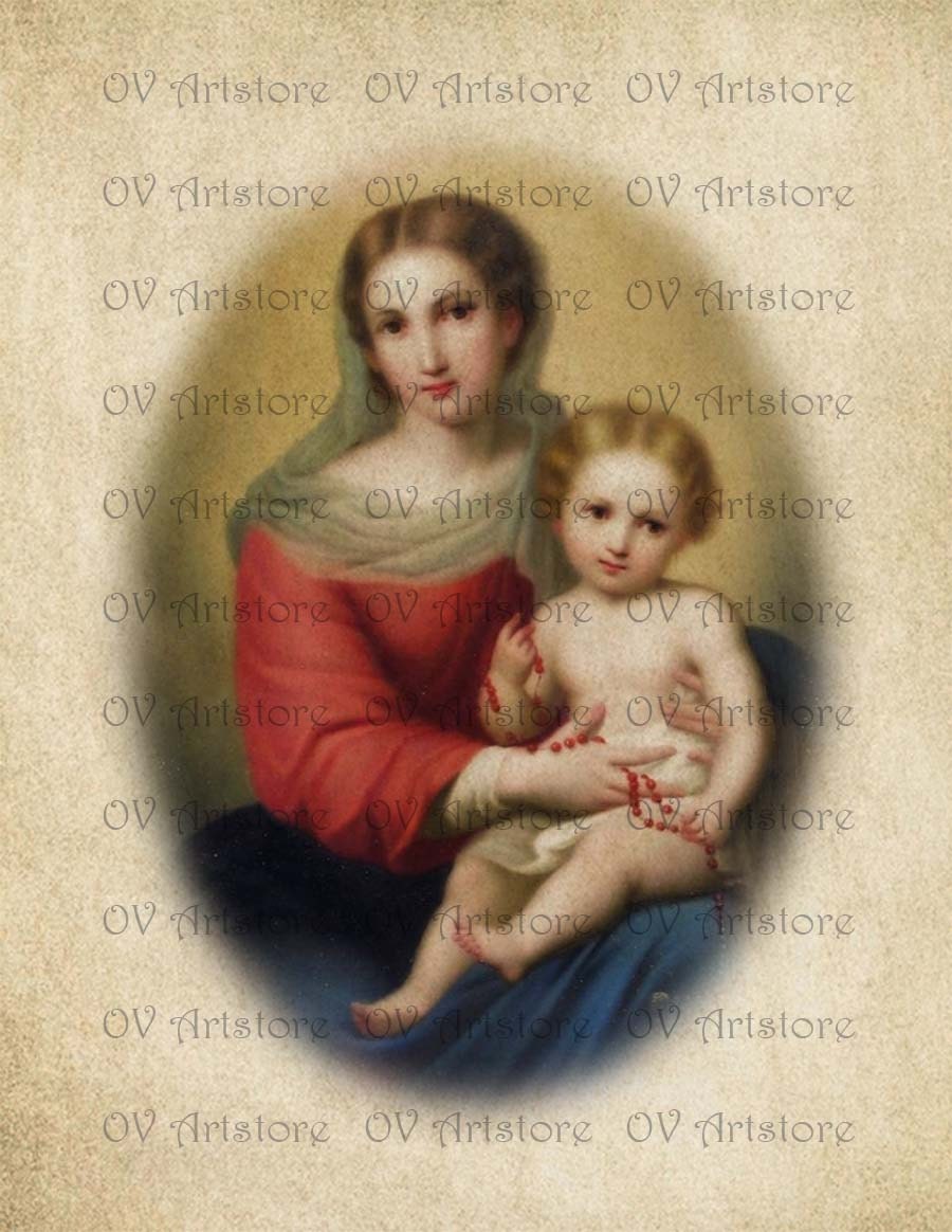 Vintage, Madonna and Child, Illustration, Altered, Ephemera, Iron on, Image No. 716