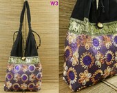 Bag Purse Hippie Hobo Chic Floral Embroidered Shoulder Tote Elephant Parade in Purple