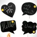 Chalk board Photobooth Prop on a stick (of Foamboard ) - Set of 4 - Choose your favorite shape - Black Friday Sale