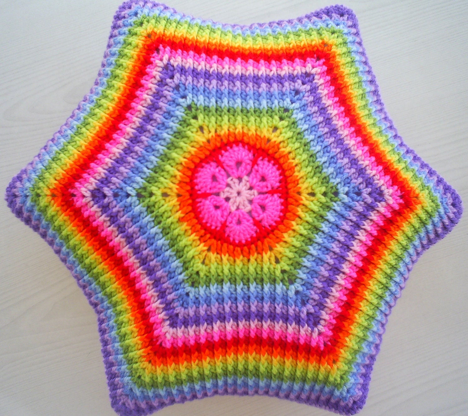 the rainbow african flower hexagon cushion cover