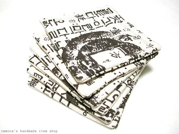 Hangul Coasters - Set of 4 - Korean Script Printed