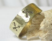 Rustic Arrow Ring- Brass Hammered Band Ring