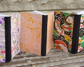 3 Pink floral, Black Fans and Orange Traditional Asian Washi paper lined notebooks
