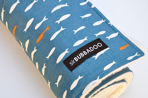 Organic Baby Blanket, Fish and Organic Cotton Sherpa