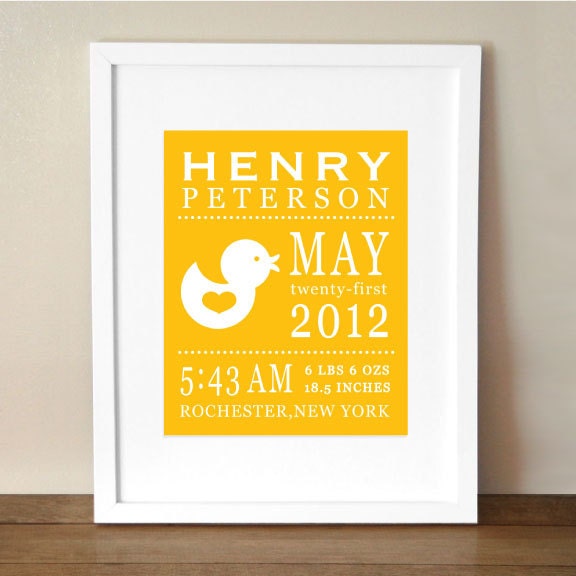 Baby Details- 8x10 Print -  Rubber Ducky