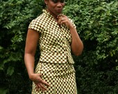 Holland wax ruffle neck peplum shirt