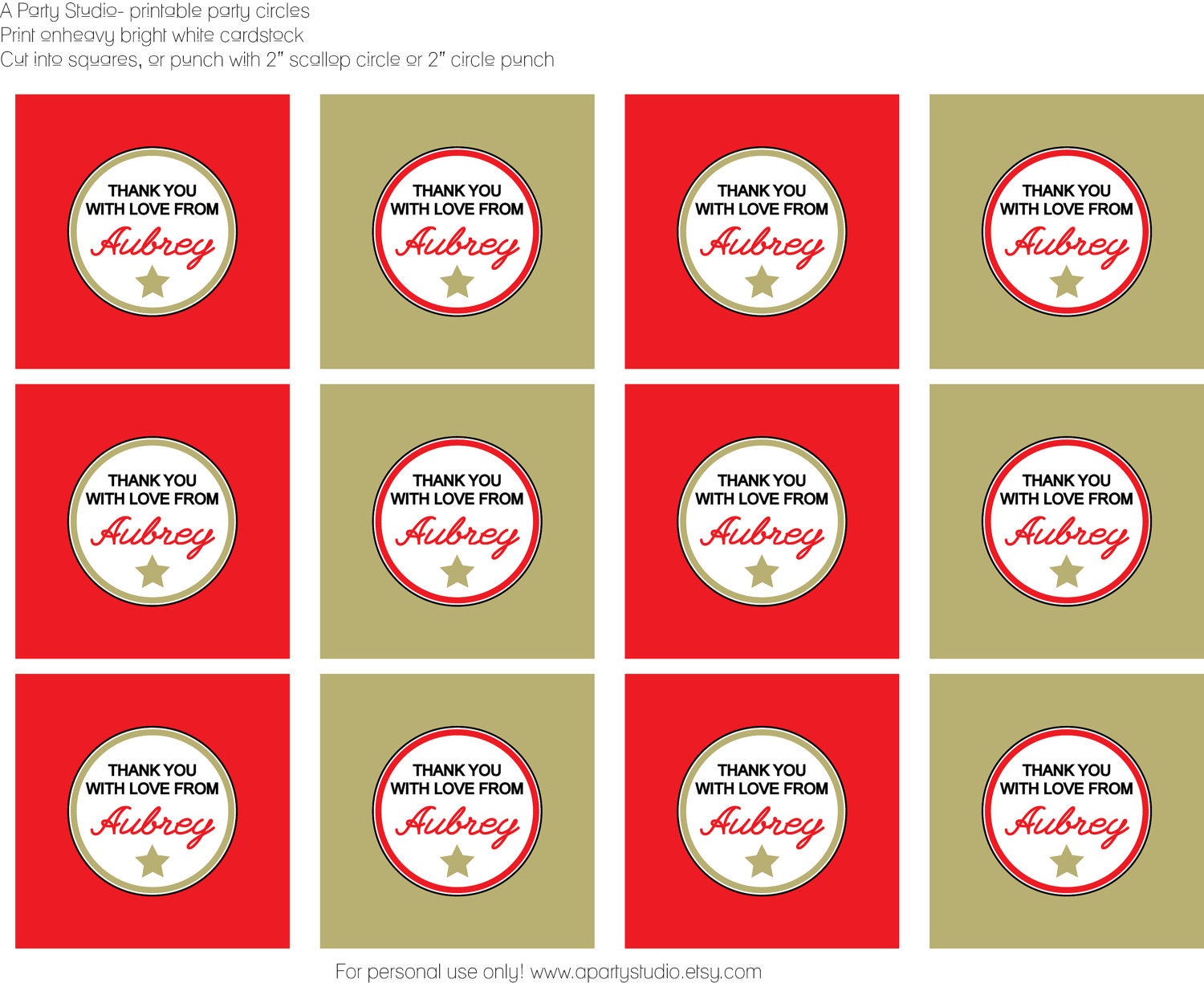 Hollywood Party- thank you tags for favors- print your own Il_570xn