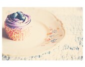 cupcake blueberry kitchen photo print - whimsical fine art food photography, nursery, still life , english, purple, cream, afternoon - 10x8