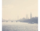 london river thames photo landscape print - whimsical fine art architecture photography, parliament, bridge - 5x5