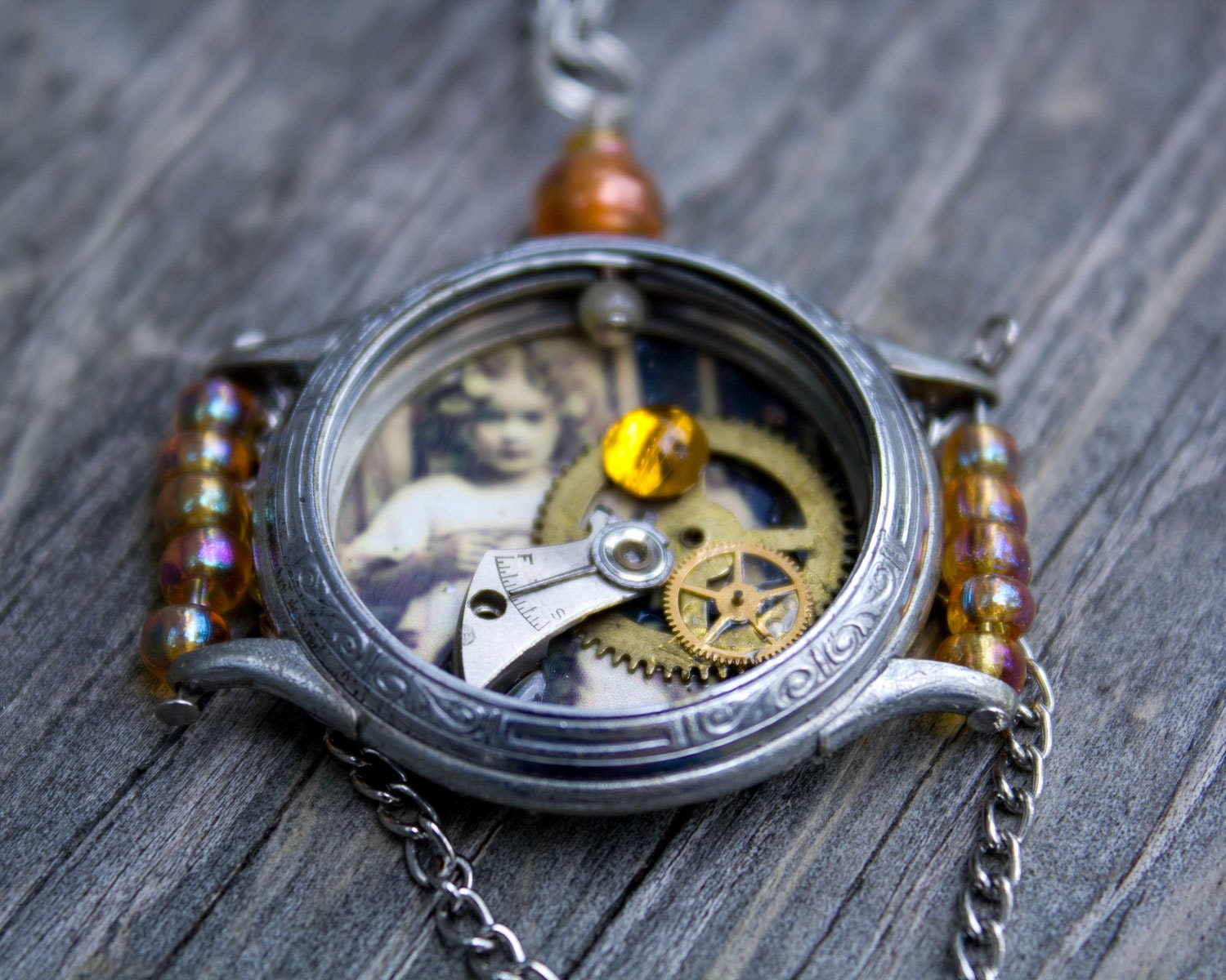 The Golden Years - Upcycled Vintage Watch Pendant