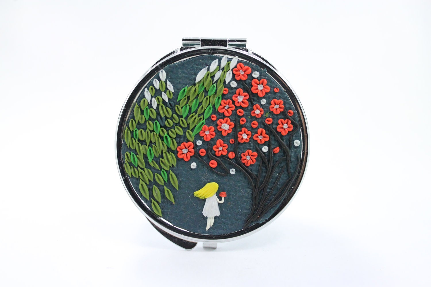 Flowers Art Pocket Mirror, Christmas gift for her, Mirror by EtenIren