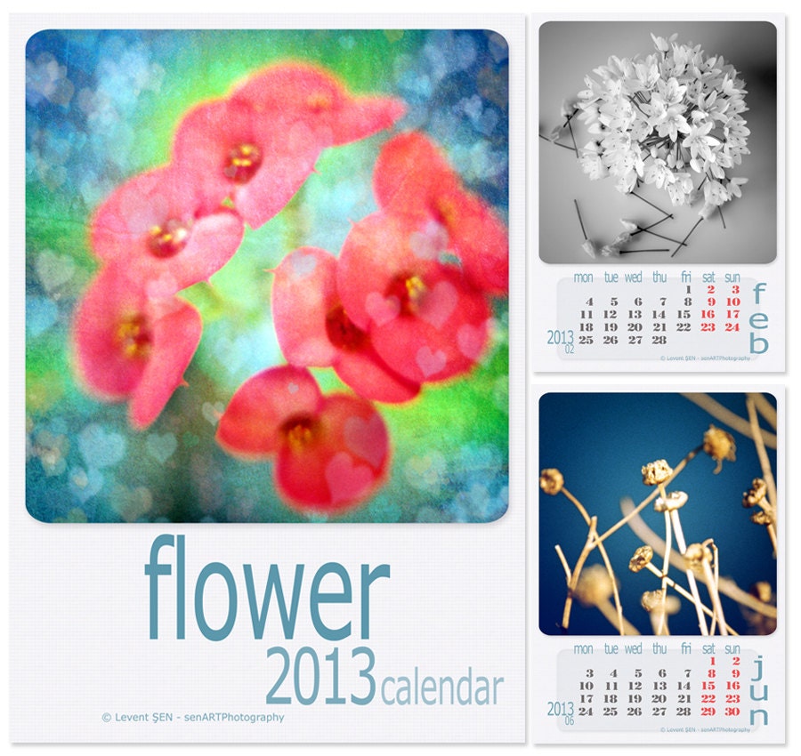 2013 Calendar FLOWER Nature Flower Romantic Photo Print Modern Cafe Bar Pub Hotel Restaurant Home Office Fine Art Decor Gift