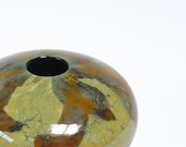 Blown Glass Vase Home Decor Round Sphere Earthy Green Brown Beige Woodland Minimalist Art - AvolieGlass