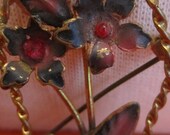 french looking Value vintage as is flowers framed in rhinestone basket pin Jewelry destash focal pieces supplies costume free shipping