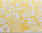 Michael Miller Retro Put A Lid On It Yellow Fabric, Out Of Print, Hard To Find, 100% Cotton, 1 Yard, Combined Shipping, Refund Overages
