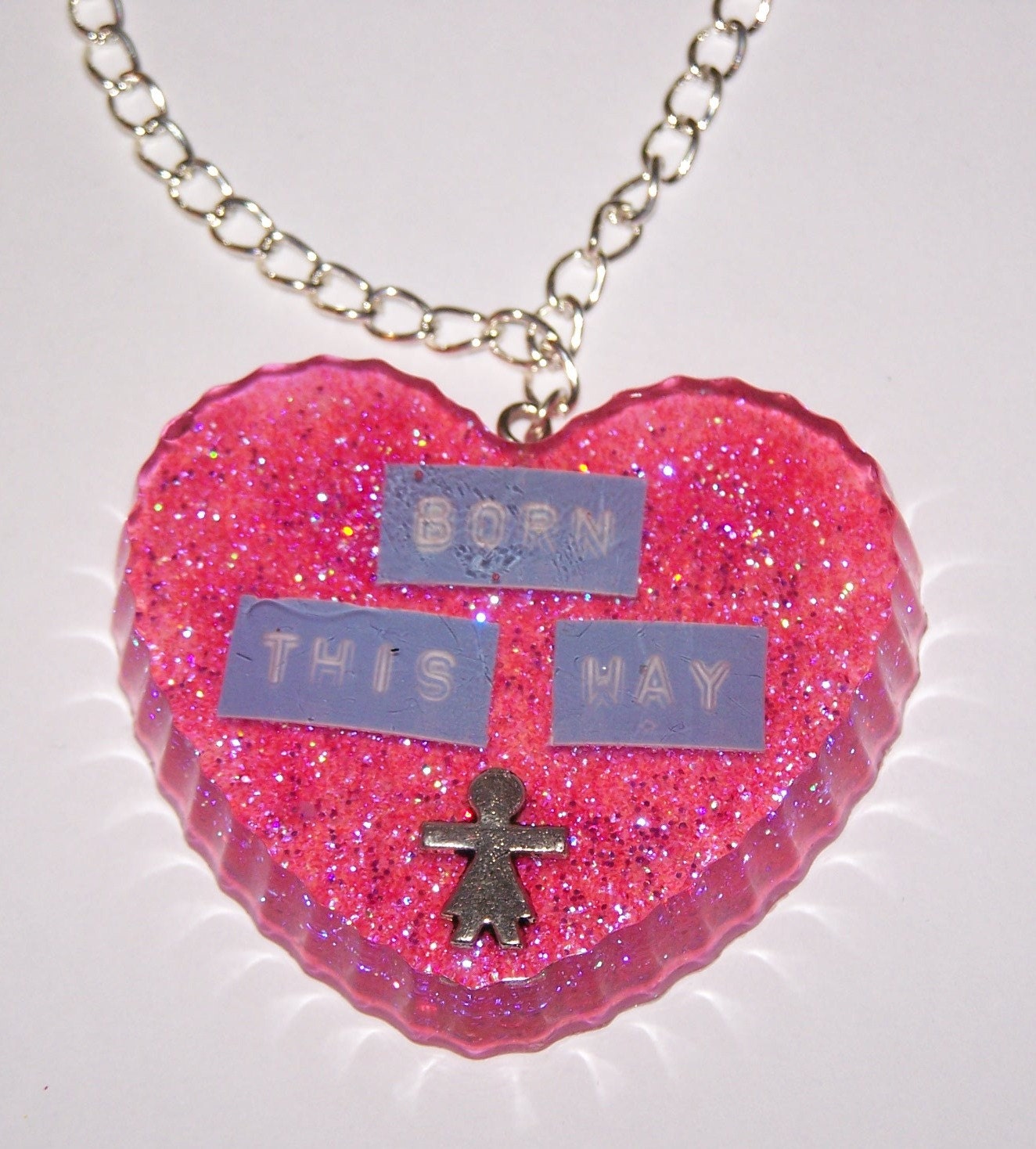 Born this way slogan LOVE HEART necklace