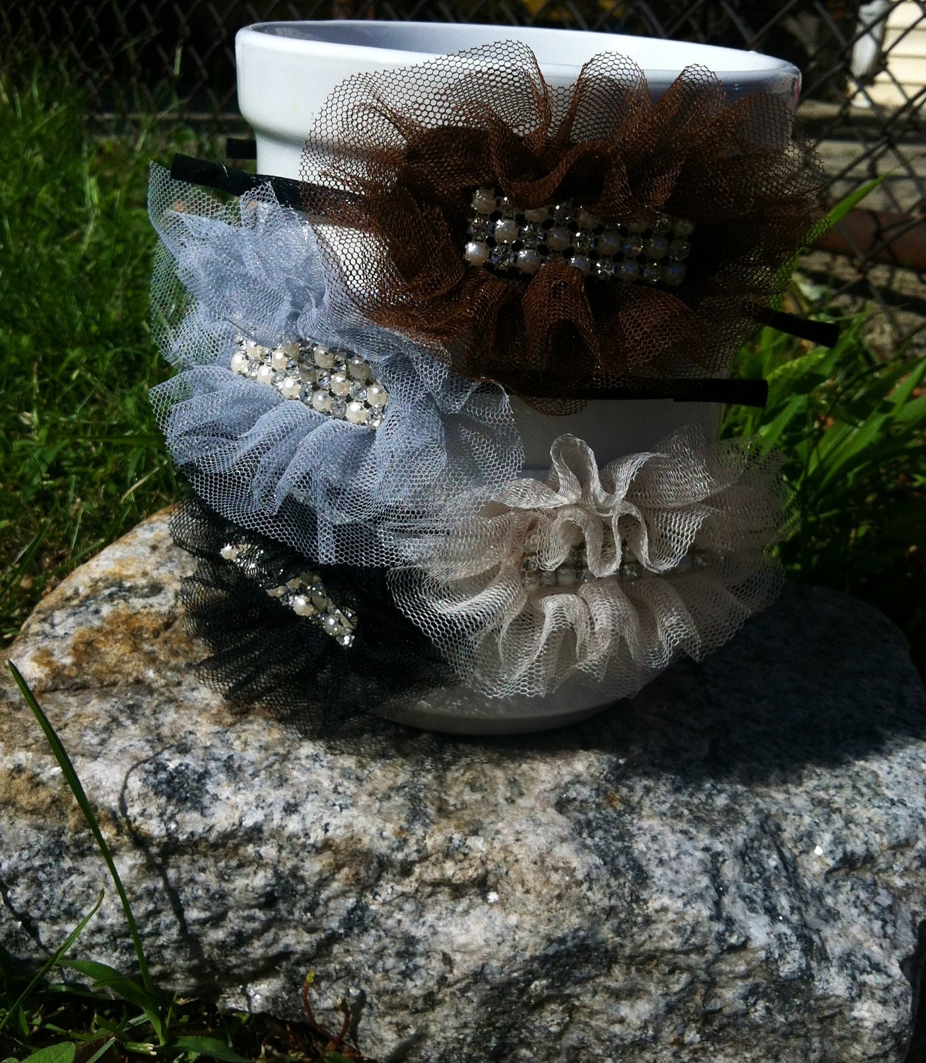 Kids headband - rhinestone and pearl headband,  Choose one (1) headband