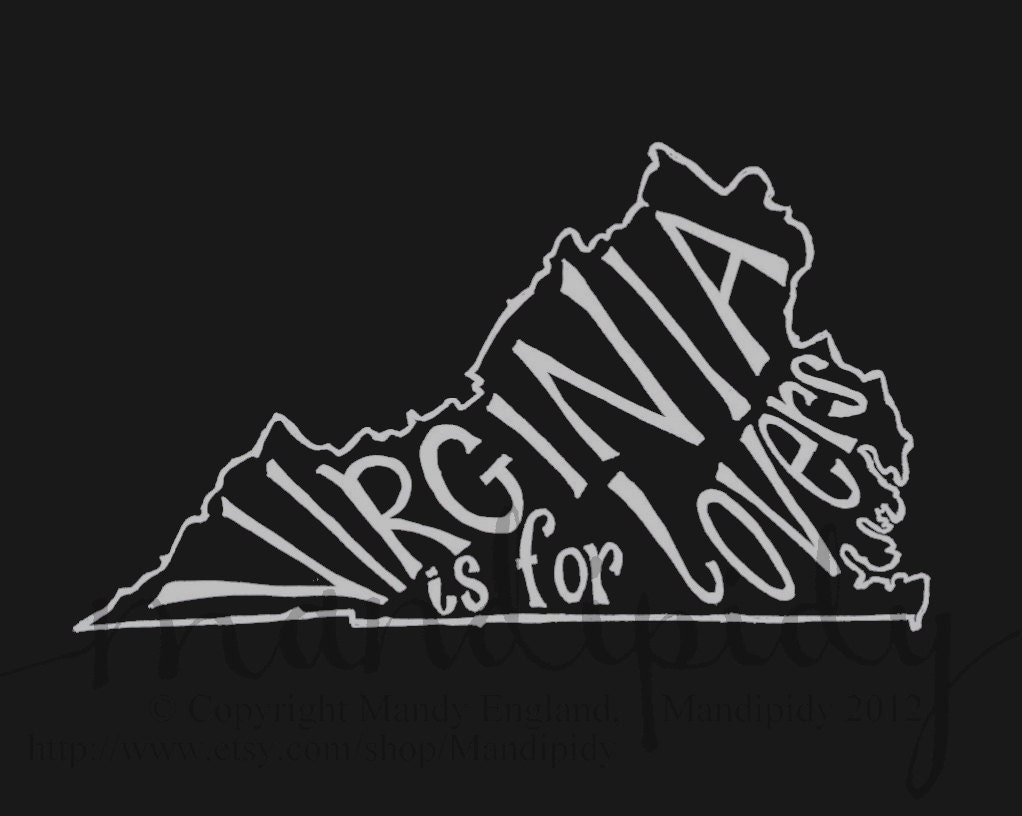 Virginia is for Lovers - Black Background - 8x10 Illustrated Print by Mandipidy