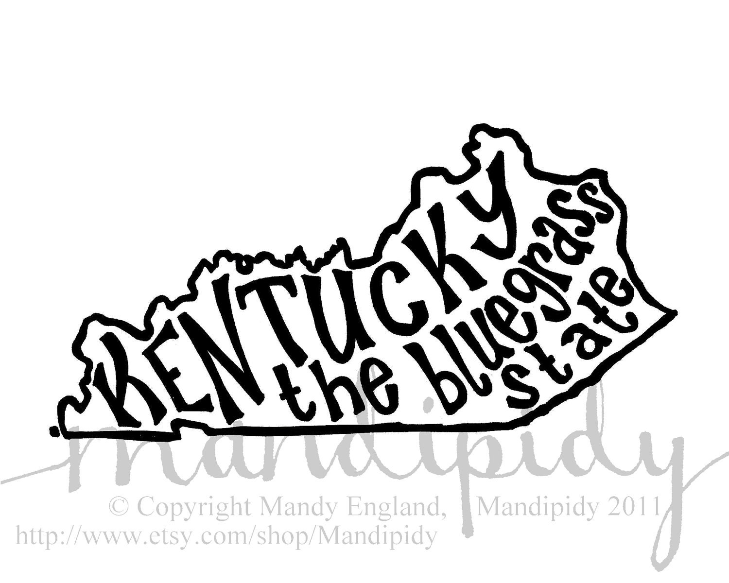 Kentucky the Bluegrass State - White Background - 8x10 Illustrated Print by Mandipidy