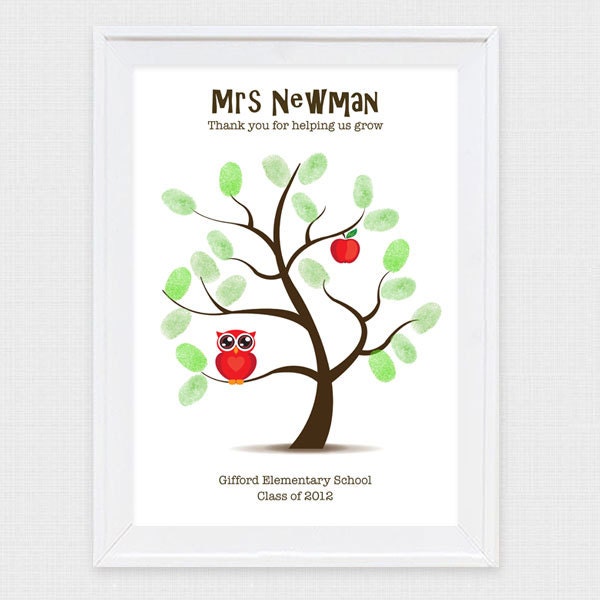 teacher appreciation fingerprint tree - printable file