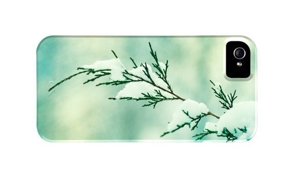 Winter iPhone Case 5, 4s, 4 - mint green iphone case snow turquoise teal christmas holiday iphone 5 case cute iphone 4 case cover nature