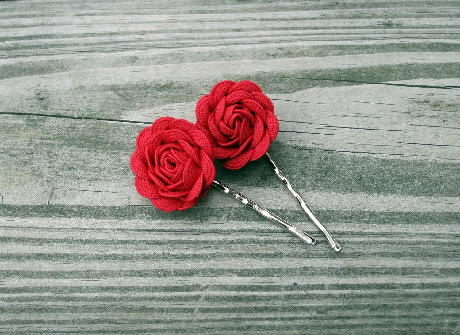 Red Rosette Bobby Pins . Gifts for Her . by ponyupdesigns